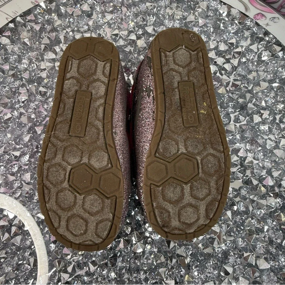 Disney moccasins Frozen Elsa princess sparkly Glitter Slippers with Pink Laces